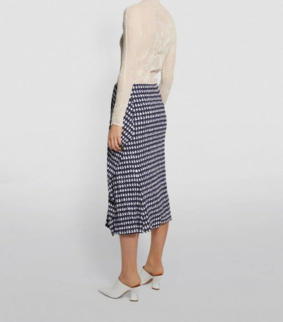 Shop Victoria Beckham Houndstooth Drape Midi Skirt