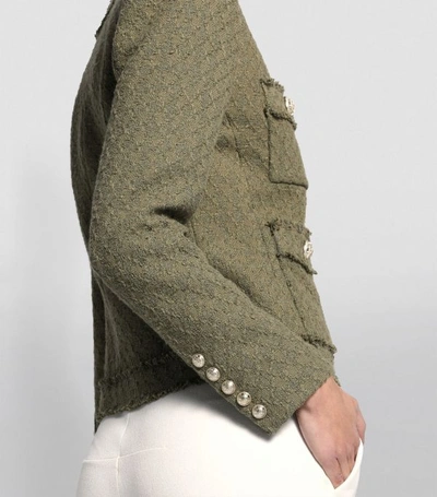 Shop Balmain Tweed Collarless Jacket