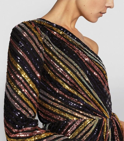 Shop Self-portrait Sequin Stripe Mini Dress