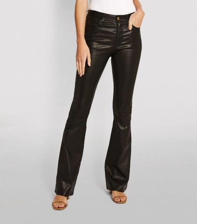 Shop Frame Le High Flared Leather Trousers