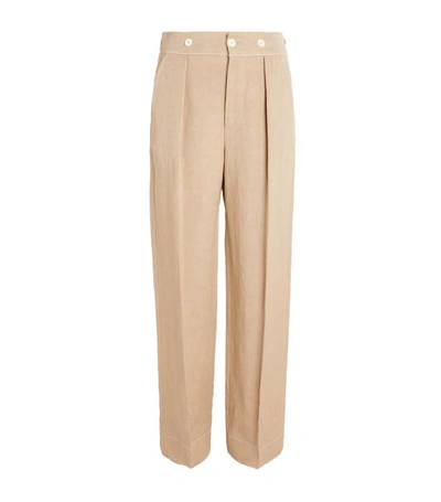 Shop Lanvin Wide-leg Linen-blend Trousers