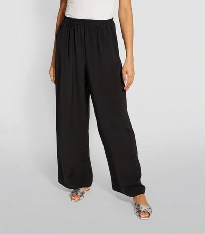 Shop Eskandar Silk Wide-leg Trousers In Black