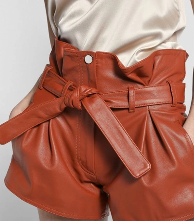 Shop Attico Dallas Leather Belted Shorts