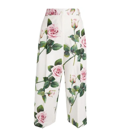 Shop Dolce & Gabbana Tropical Rose-print Trousers