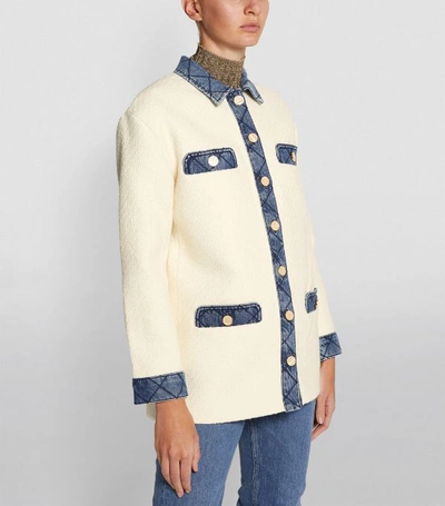 Shop Sandro Denim-trim Tweed Jacket