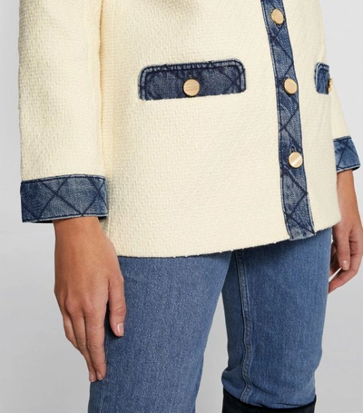 Shop Sandro Denim-trim Tweed Jacket