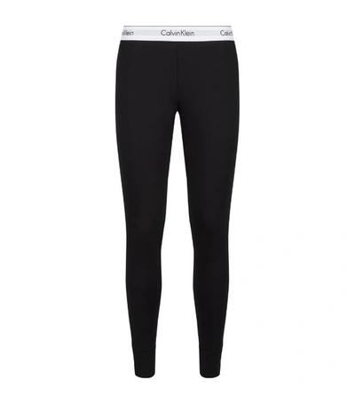 Shop Calvin Klein Logo Sleep Leggings In Black