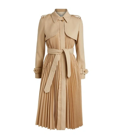 Shop Sandro Pleated Trench Coat In Beige