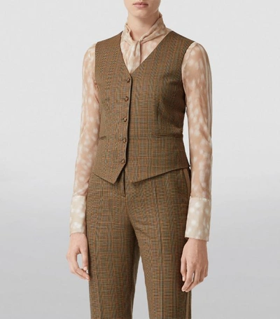 Shop Burberry Houndstooth Check Tailored Waistcoat
