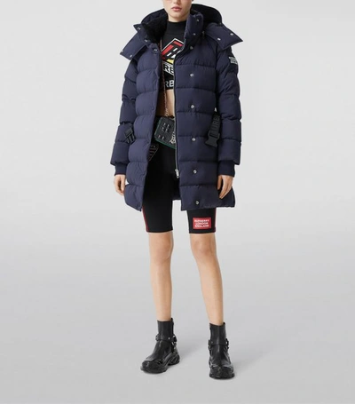 Shop Burberry Belted Puffer Coat