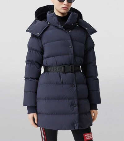 Shop Burberry Belted Puffer Coat