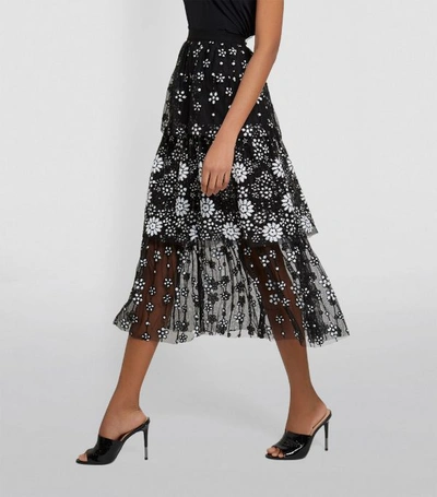 Shop Self-portrait Tiered Sequin Midi Skirt