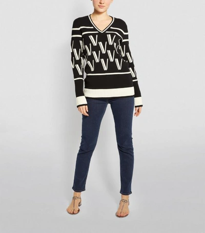 Shop Valentino Cashmere-wool Jacquard Sweater