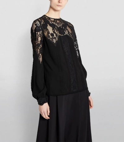 Shop Costarellos Long-sleeved Lace Top