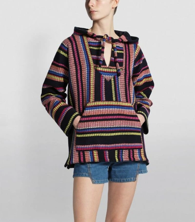 Shop Alanui Wool-cashmere Fine Stripes Hooded Sweater