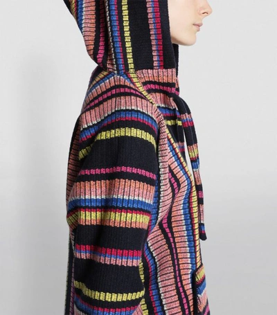 Shop Alanui Wool-cashmere Fine Stripes Hooded Sweater