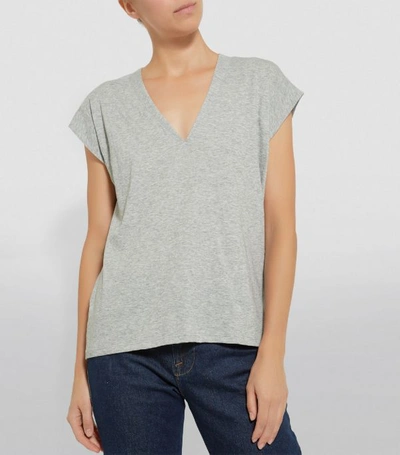 Shop Frame Cotton Le Mid Rise T-shirt In Grey