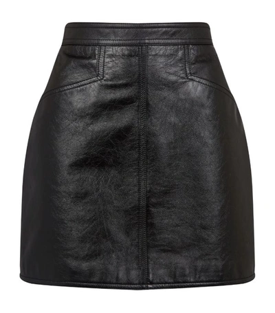 Shop Saint Laurent Leather Mini Skirt