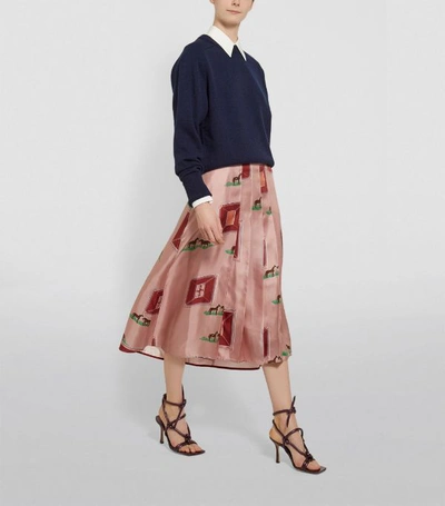 Shop Victoria Beckham Printed Midi Skirt