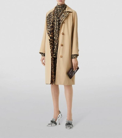 Shop Burberry Cotton Leopard Print-lined Car Coat