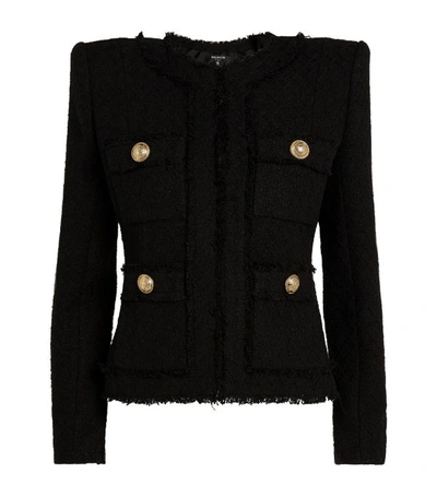 Shop Balmain Tweed Collarless Jacket