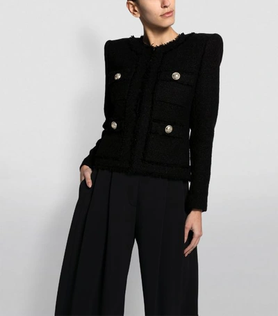 Shop Balmain Tweed Collarless Jacket