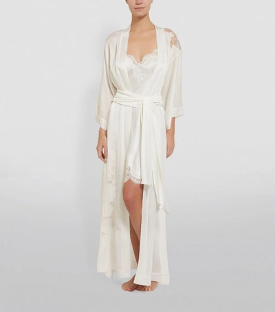 Shop Carine Gilson Silk Lace Kimono Robe