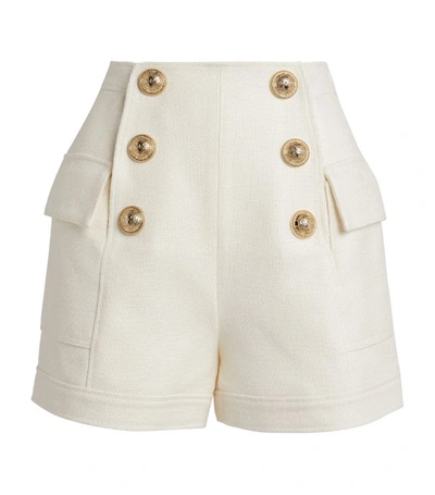 Shop Balmain High Waist Button Shorts