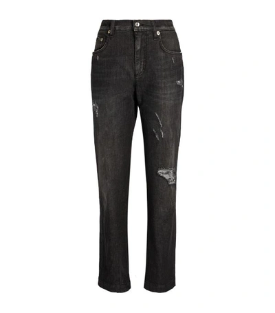 Shop Dolce & Gabbana Distressed Boyfriend Jeans In Multi