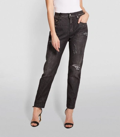 Shop Dolce & Gabbana Distressed Boyfriend Jeans In Multi