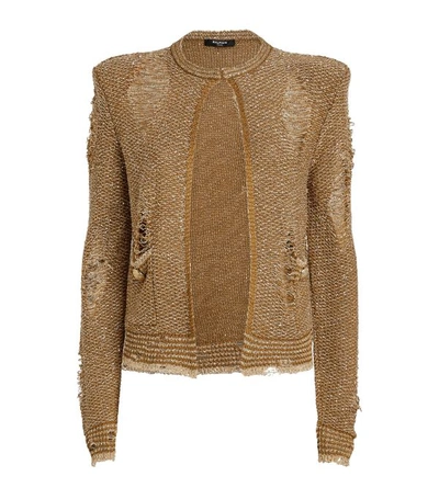 Shop Balmain Distressed Sequin Jacket