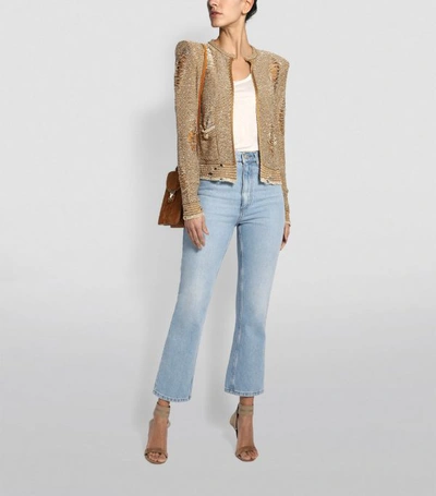 Shop Balmain Distressed Sequin Jacket