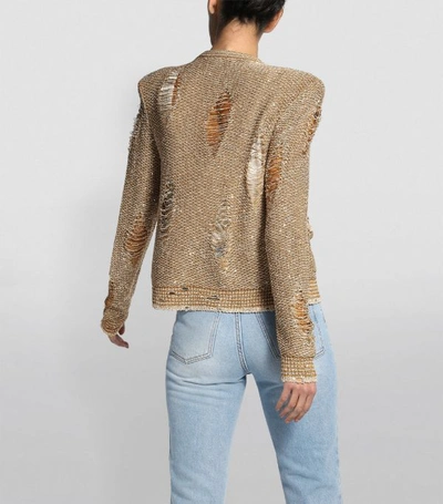 Shop Balmain Distressed Sequin Jacket