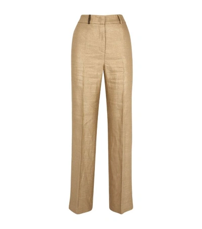 Shop Peserico Linen-blend Wide-leg Trousers