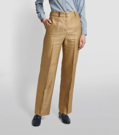 Shop Peserico Linen-blend Wide-leg Trousers