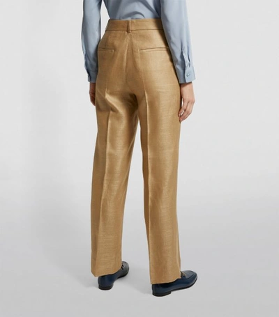 Shop Peserico Linen-blend Wide-leg Trousers