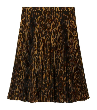 Shop Burberry Pleated Leopard Print Skirt