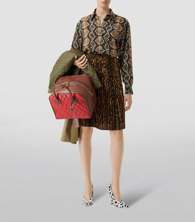 Shop Burberry Pleated Leopard Print Skirt