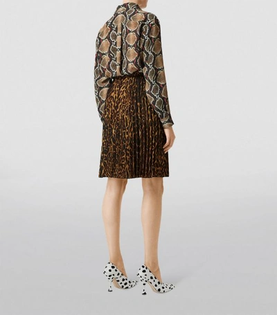 Shop Burberry Pleated Leopard Print Skirt