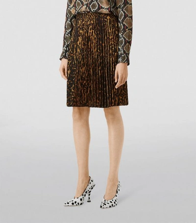 Shop Burberry Pleated Leopard Print Skirt