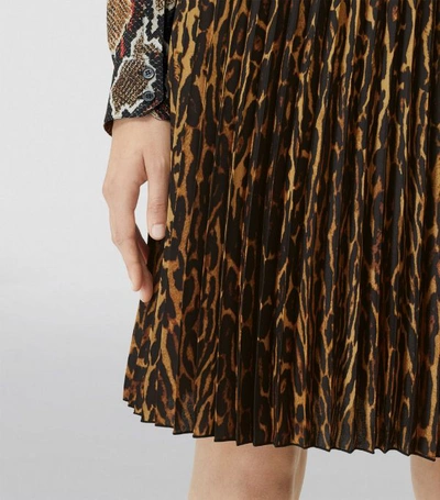 Shop Burberry Pleated Leopard Print Skirt