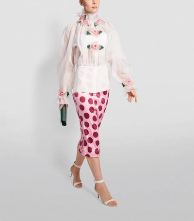 Shop Dolce & Gabbana Silk Floral Appliqué Blouse
