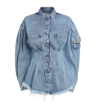 Shop Natasha Zinko X Duo Corseted Denim Shirt