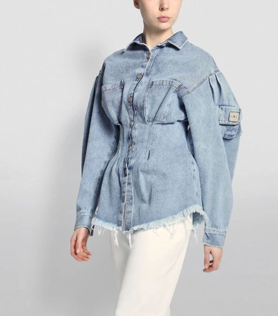 Shop Natasha Zinko X Duo Corseted Denim Shirt