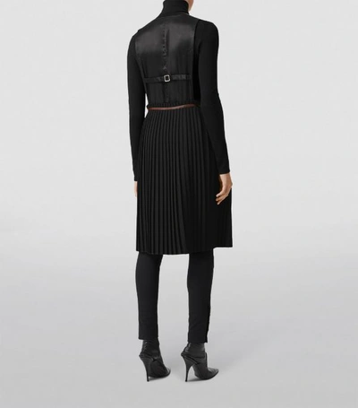 Shop Burberry Lambskin Pleated Pinafore Dress