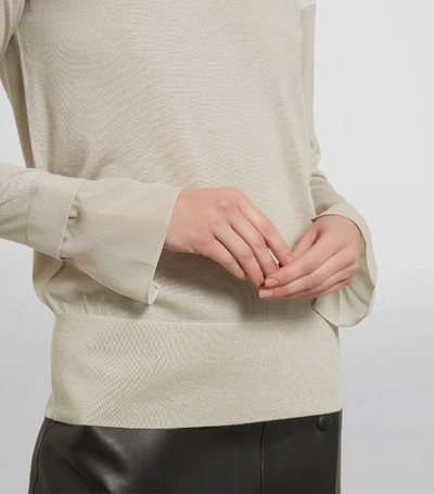 Shop Akris Cashmere-silk Two-tone Sweater