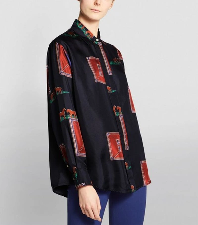 Shop Victoria Beckham Oversized Silk Horse Print Shirt