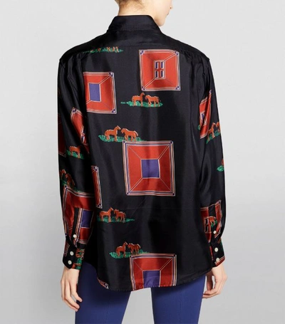 Shop Victoria Beckham Oversized Silk Horse Print Shirt