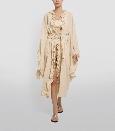 Shop Lisa Marie Fernandez Metallic Linen Anita Robe