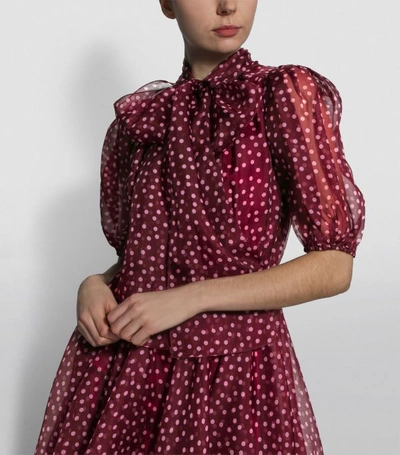 Dolce & Gabbana Short Mini Polka-dot Print Organza Dress In Rosa | ModeSens